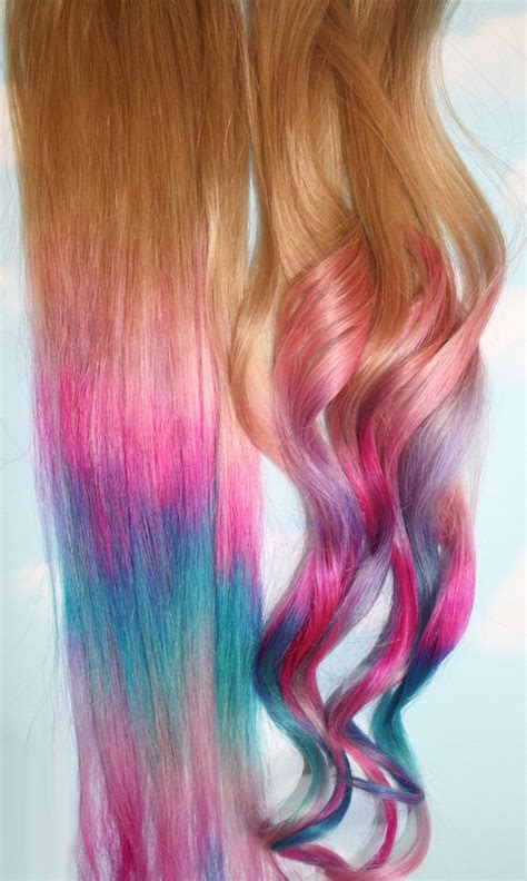 Ombre Tie Dye Hair Tips Set Of 2 Dirty Blonde Human Hair Etsy Dyed