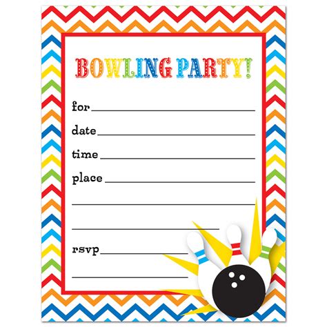 Bowling Fill In Birthday Party Invitations And Envelopes 24 Count