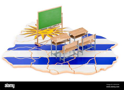 Education In Uruguay Concept School Desks And Blackboard On Uruguay