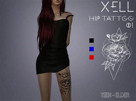Womens Hip Tattoo By Xell Hip Tattoo The Sims 4 Skin Sims 4 Tattoos