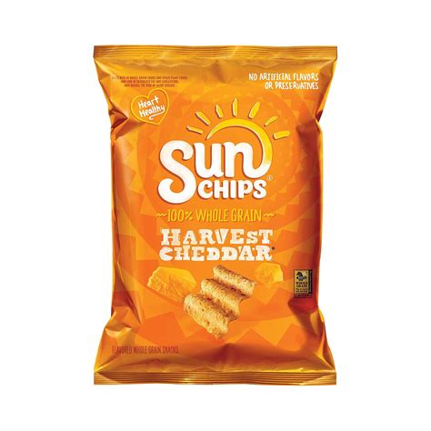 Sunchips Harvest Cheddar Whole Grain Snacks 3 Oz Ea 24 Ct