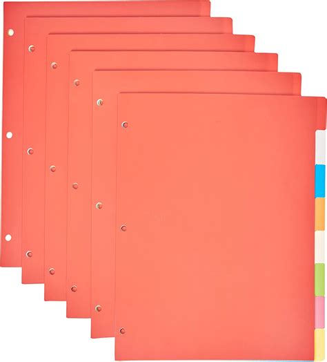 Amazonbasics 3 Ring Binder Dividers With 8 Tabs Pack Of 6 Sets Amazon