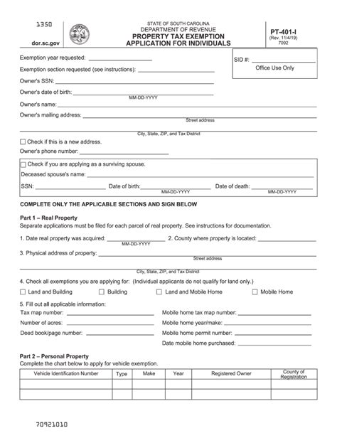Sc Pt 401 I 2019 Fill Out Tax Template Online Us Legal Forms