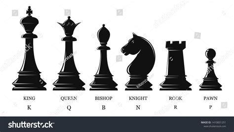 Set Black Chess Pieces Chess Piece Stock Vector Royalty Free