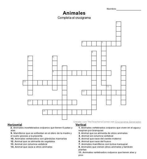 Cuadernillo De Crucigramas De Animales Para Primaria 297