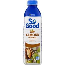 Almond milk is a plant milk manufactured from almonds with a creamy texture and nutty flavor, although some types or brands are flavored in imitation of dairy milk. Sanitarium So Good Chilled Original Almond Milk 1l - Black ...