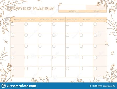 Monthly Planner Design Template Stock Illustration Illustration Of