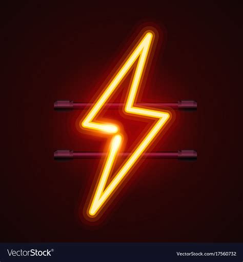Neon Sign Of Lightning Royalty Free Vector Image