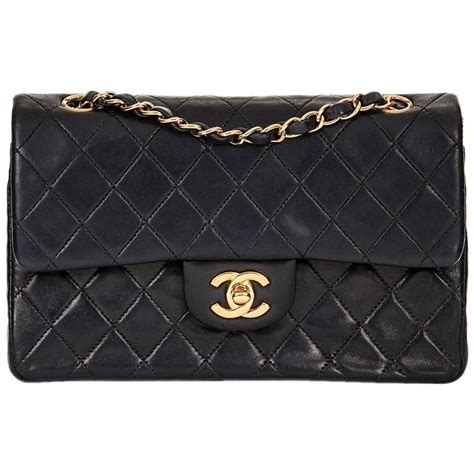 2001 Chanel Black Quilted Lambskin Vintage Small Classic Double Flap