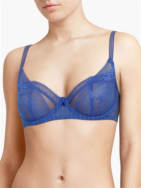 Passionata Maddie Floral Lace Half Cup Bra Sailor Blue At John Lewis And Partners
