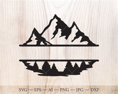 Mountain Monogram Svg Forest Split Name Frame Svg Cut File Etsy