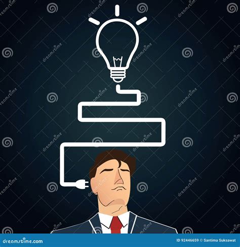 Businessman Thinking With Light Bulb Shape Concept Of Thinking Stock