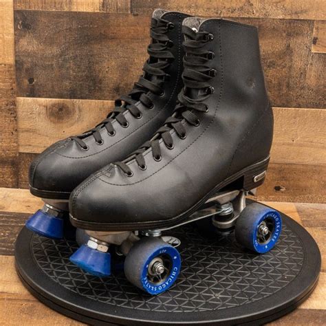 Vintage Chicago Roller Skates Black Leather Blue Whee Gem