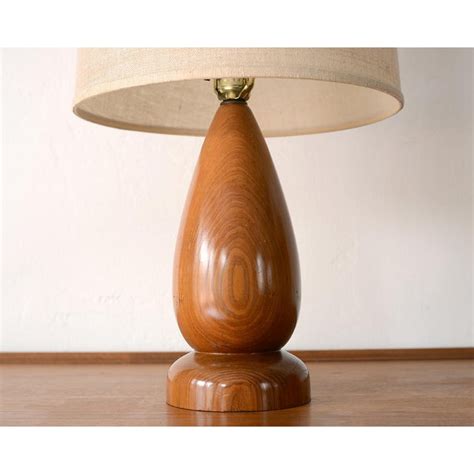 Vintage Danish Modern Teardrop Turned Wood Table Lamp Chairish