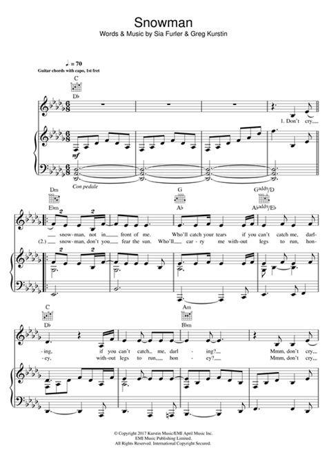 Want to learn the piano? Sia - Snowman sheet music