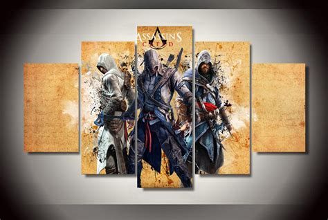 5 Panels 5 Panels Assassins Creed Group Artwork Framed Poster Print