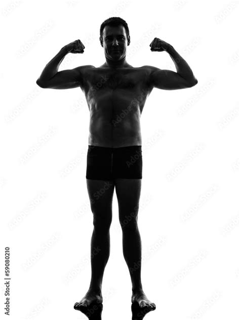 Mature Underwear Man Flexing Muscles Silhouette Stock Photo Adobe Stock