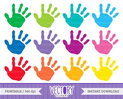 12 Handprint Clipart Set Kids Handprint Images Kids Hands