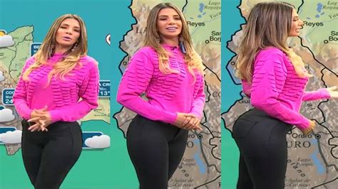 😍🍑🌈 Anabel Angus 2020 Hermosa 💋 En Sexy Pantalones Ajustados Y Blusa Fucsia Chica Del Clima