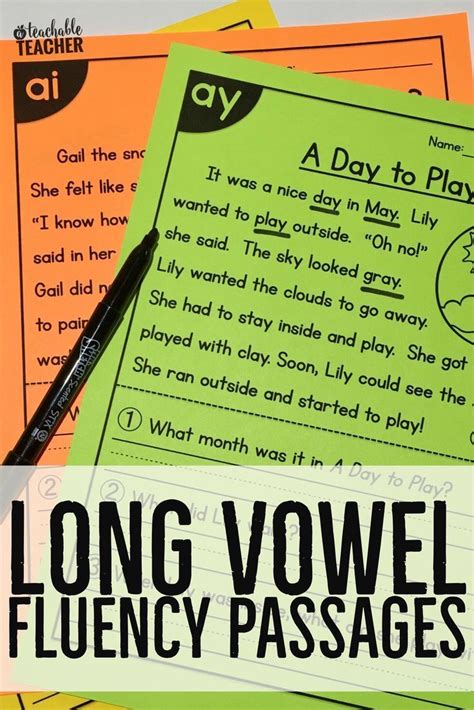 Long Vowels All In One Reading Passages Distance Learning Reading
