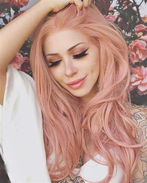 Peach Pink Long Synthetic Lace Front Wigs Wt011 Pink Hair Dye Pink
