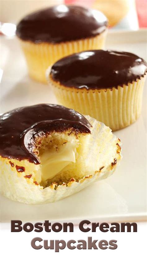Set in refrigerator to cool completely, about 20 minutes. Boston Cream Cupcakes
