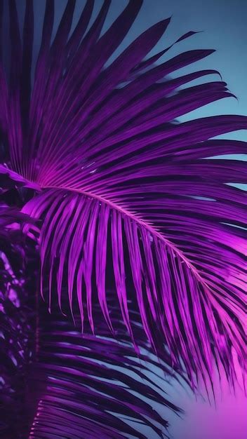 Premium Ai Image Tropical Palm Leaf Shadow In Trendy Duotone Neon