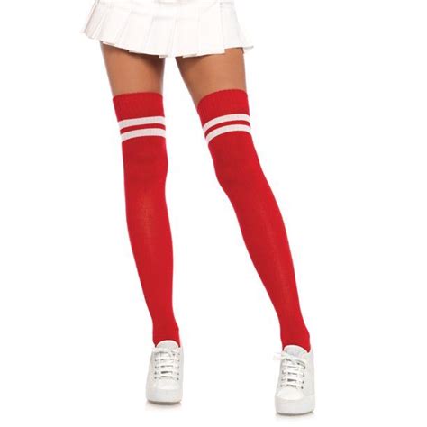 Leg Avenue Womens Two Striped Ribbed Athletic Thigh Highs Thigh High Socks Leg