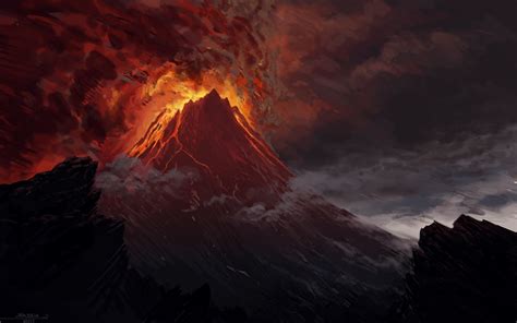 Mount Doom Volcano The Lord Of The Rings Artwork Lava Mordor