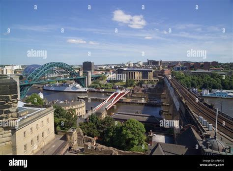 View Over River Tyne Bridges Newcastle Upon Tyne Stock Photo Alamy