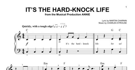 Its The Hard Knock Life Easy Piano Print Sheet Music Now