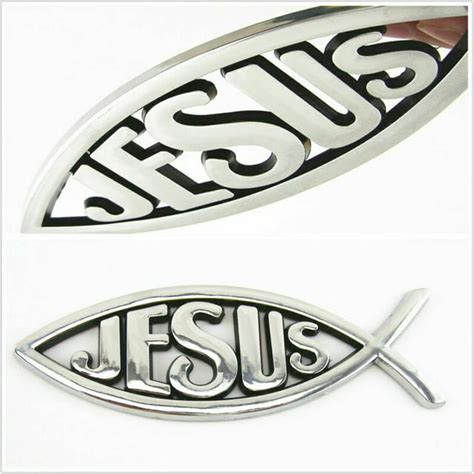 3d Silver Jesus Fish Emblems Chrome Ixèyó Christian Symbol Ichthys Car