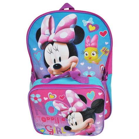 Disney Minnie Mouse Chic Girls Pink Backpack And Lunch Bag 16 Walmart
