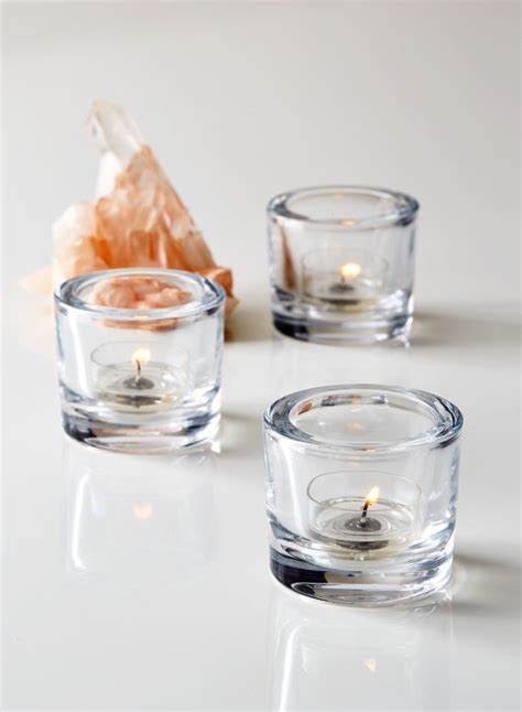Clear Thick Glass Tea Light Holder Set Of 3 Glass Tea Light Holders
