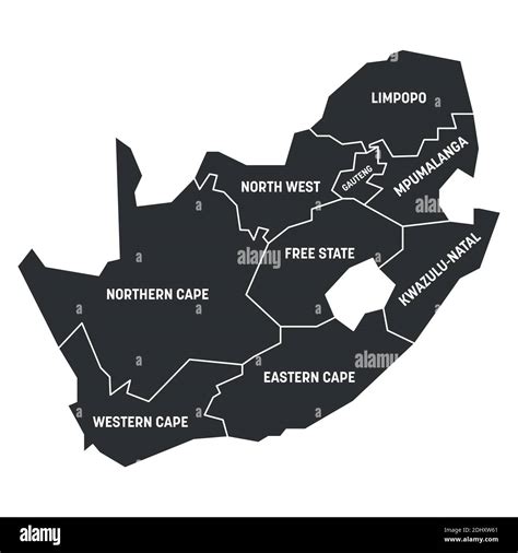 Gray Political Map Of South Africa Rsa Administrative Divisions