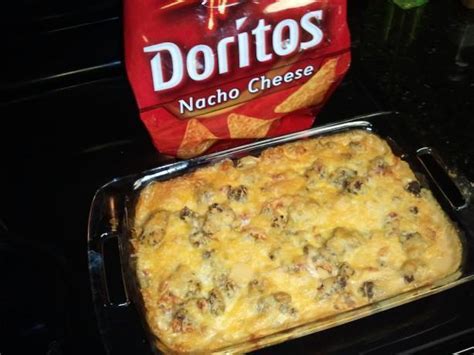 Then cook beef and taco seasoning as directed on back of the seasoning pack i like ol paso hot and spicy but. Enjoy & have a nice meal !!!: Dorito Casserole
