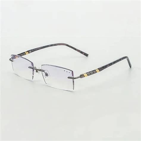 1 61 index single vision prescription eyeglasses diamond trimming rimless titanium glasses frame