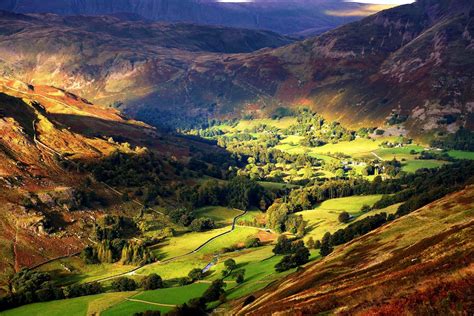 Nature Landscape Mountain Valley Trees Field Village