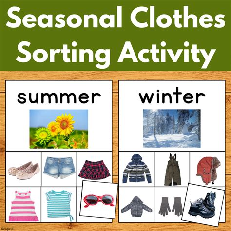 Seasons Clothing Winter And Summer Clothes Weather Sort Life Skills