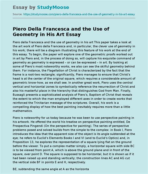 Piero Della Francesca And The Use Of Geometry In His Art Free Essay Example