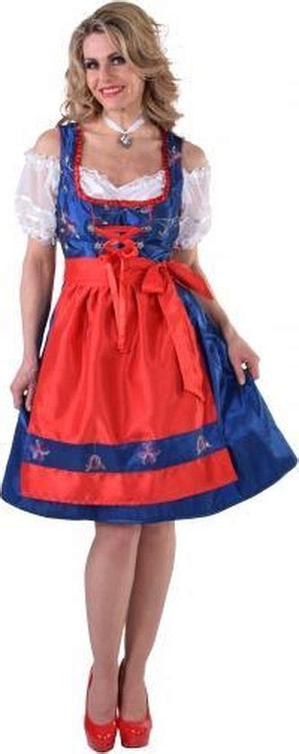 oktoberfest tiroler jurk blauw met rood schort oktoberfest dirndl 46 2xl