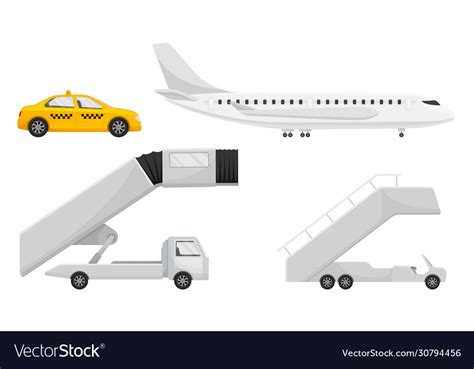 Airport Transportation And Vehicles With Airliner Vector Image