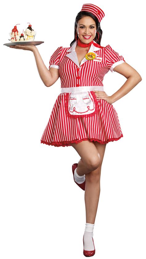 Womens Plus Size Diner Doll Costume 50s Retro Costumes Deluxe