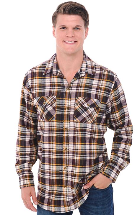 Alexander Del Rossa Mens Flannel Shirt Long Sleeve Cotton Top