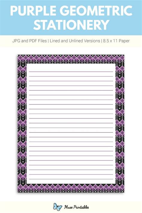 Free Printable Purple Geometric Stationery In  And Pdf Formats The