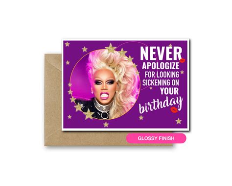 Yess Birthday Queen Card Rupaul Birthday Card Gay Rainbow Etsy