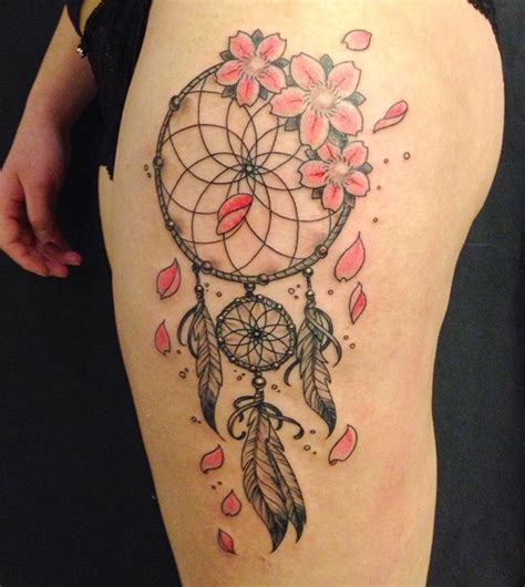Dreamcatcher Thigh Tattoo Designs Ideas And Meaning
