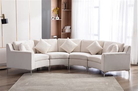 Curved Sectional Sofa With Ottoman Baci Living Room