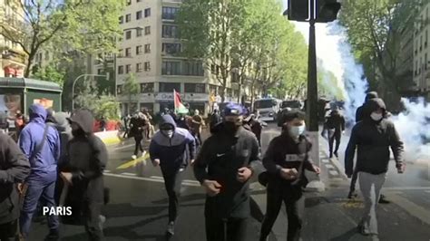 France Protests Erupt In Paris To Support Palestinians Riot Police