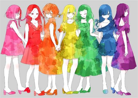Kawai Rou Original Highres 6girls D Blonde Hair Blue Dress